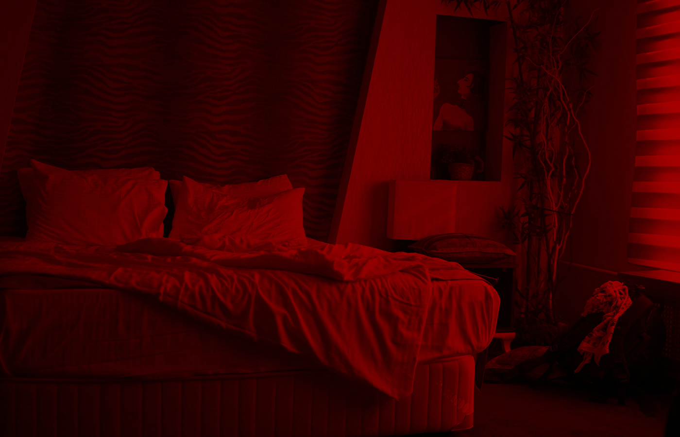 赤いベッドルームの写真